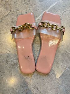 Pink Chain Detail Slides