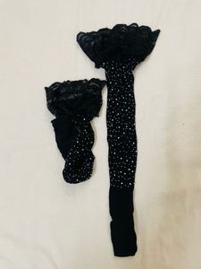 Black Fish Net Rhinestone Stockings