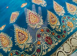 Embroidered  Teal Blue KotaSaree