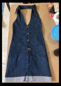 Denim Halter Mini Dress