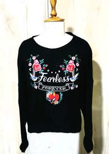 Black Floral 'Fearless' pullover size'46-48