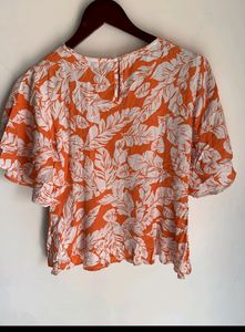 Only Brand Floral Printed Orange Top For Women