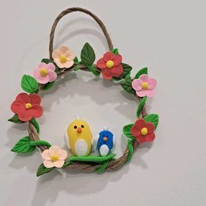 Clay Bird & Floral Wreath