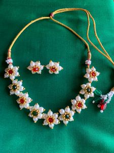 Pearl Flower Necklace & Earring Set