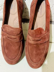 Clarks Women Brown Suede Loafers