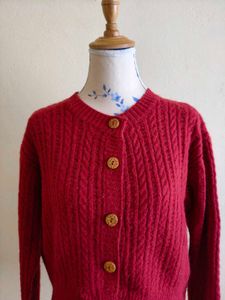 Vintage Maroon Knit Cardigan