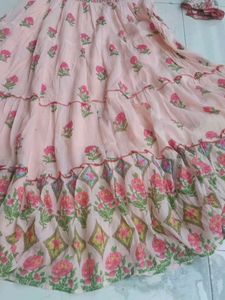 Peach Floral Anarkali Kurti