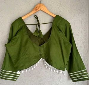 Green Blouse with White Detail || Navratri Special