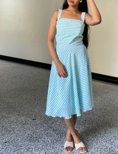 Blue Gingham Sundress (with Hair Bow)