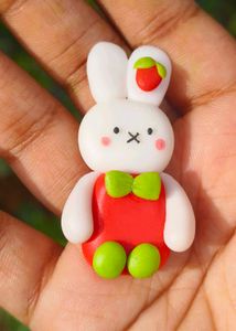 Clay Strawberry Rabbit Charm