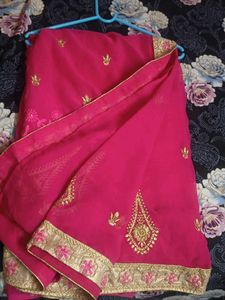 Elegant Pink Embroidered Saree