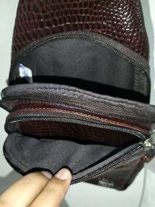 Stylish Leather Brown Sling Bag - UNISEX