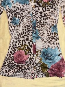 🧋y2k leopard print floral top 🐆