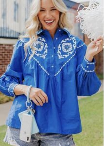 Zara Blue Embroidered Top