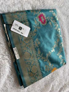 Elegant Teal Banarasi Dola Silk Saree❤️