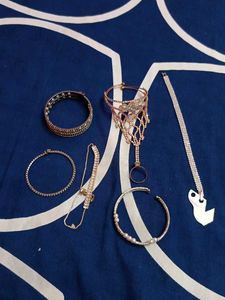 Pearl &amp; Rhinestone Bracelets Set Of 6
