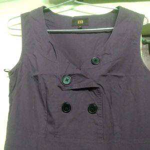 Purple Sleeveless Button Detail Dress