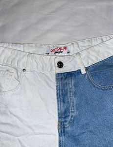 White And Blue Denim Shorts