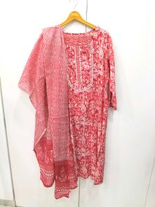 Red Floral Kurta Set