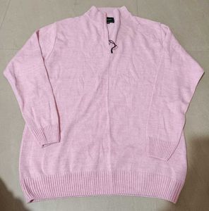 Pink Quarter Zip Knit Sweater