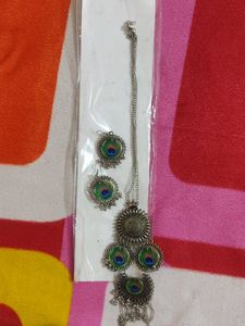 Peacock Maang Tikka & Earring Set