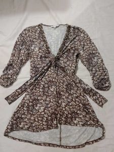 Printed Tie-Front Top