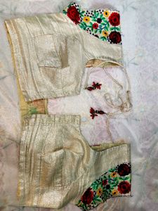 Embroidered Floral Metallic Blouse