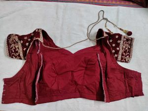 Maroon Velvet Bridal Lehenga