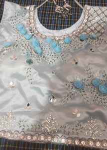 Sky Blue Colour Beaded Blouse