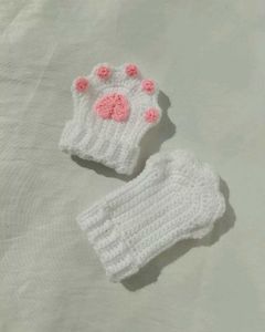 Crochet White Paw Gloves 🐾