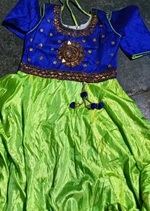 Blue Mirror Work Girl frock