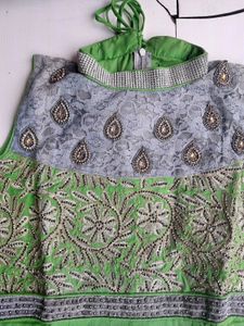 PARROT green ANARKALI salwar Suit Set