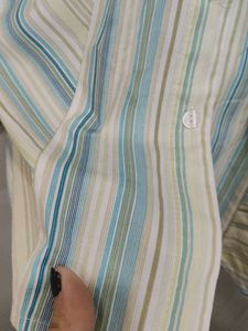 women&#39;s small size  blue and green stripped shirt