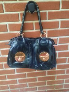 Mimco Black Patent Leather Shoulder Bag