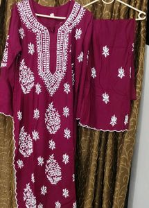 Cutwork Lucknowi Plazopair