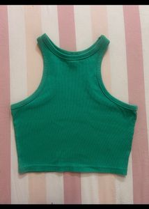green racer back crop top