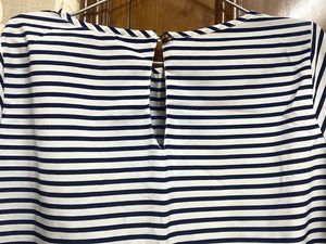3/4th Sleeves White &amp; Blue Strip Top For Women