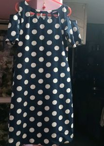 Polka Dot Cold Shoulder Dress