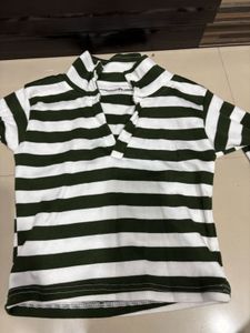 Y2K Collar Crop Top Full Sleeve