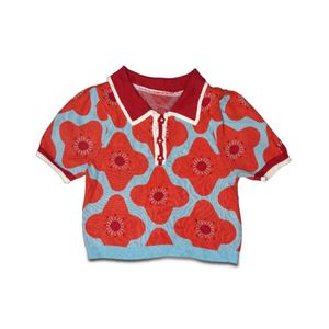 Korean Floral Knitted Top