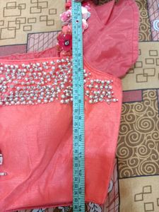 Sunset Peach Ruffles meet a Blooming Floral Leheng