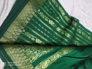 Bottle Green Semi Silk Saree
