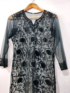 Women Black Self Designed Transparent Kurti | Bust