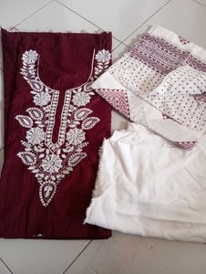 Maroon Embroidered Dress Material