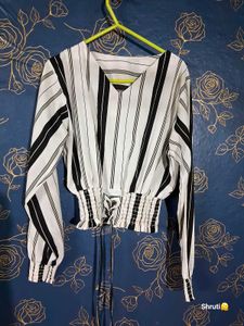 Striped Tie-Back Blouse