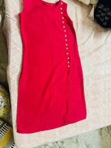 Hot Pink Button-Down Sleeveless Dress