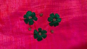 ⚡Elegant Rose saree with green floral embroidery