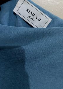 Blue Ruffle Sleeve Top