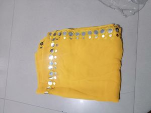 Yellow Saree With Stone Work