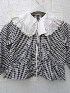 New With Tag gingham Blouse Peter Pan Top